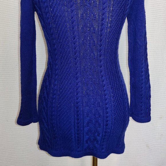 Blue cable knit sweater mini dress - Picture 9 of 14